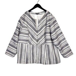 JESSICA LONDON Womens Plus Size 26W Boucle Tweed White Gold Open Jacket Blazer